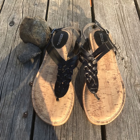 NWOT Merona Black Braided Size 8 Sandals - Picture 5 of 9